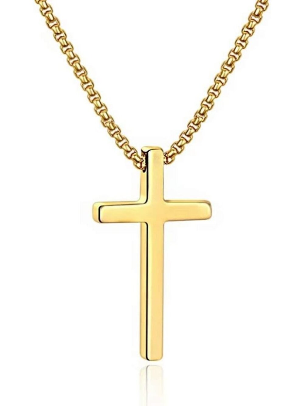 Men's Fashion Jewelry Stainless Steel Cross Necklace Gold Pendant Chain Gift